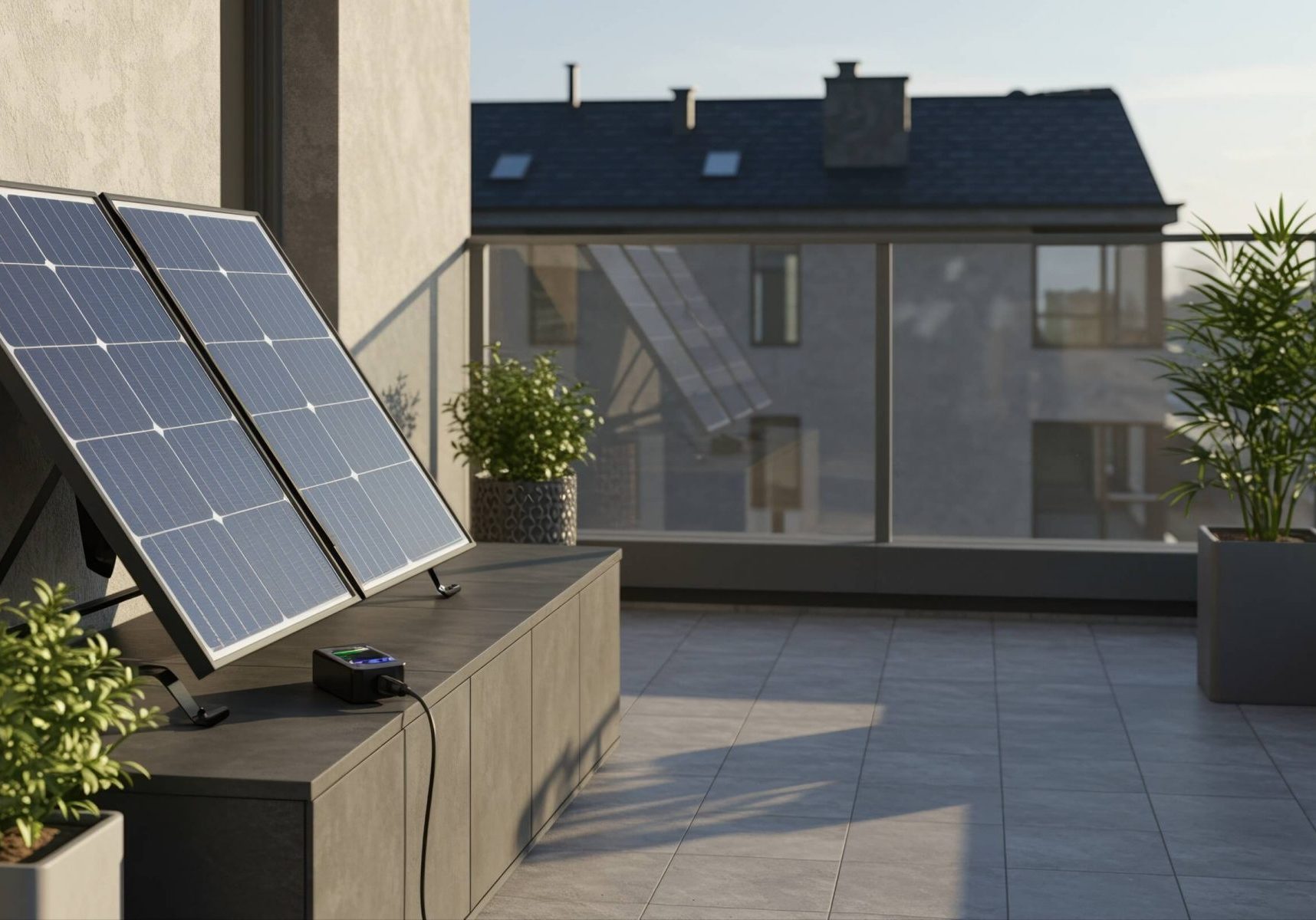 Mini-Solaranlage auf dem Balkon